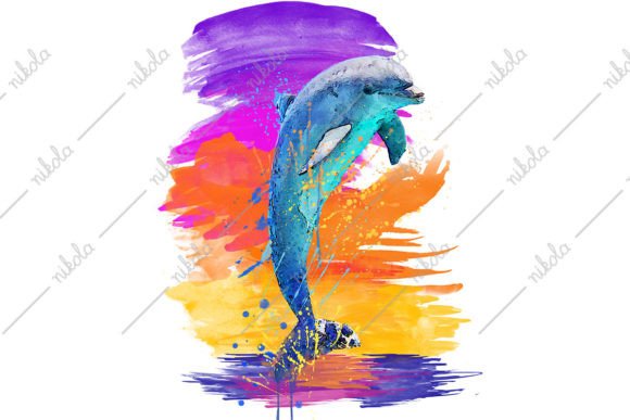 Download Dolphin Watercolor Sublimation Sunset - Sublimation Collection