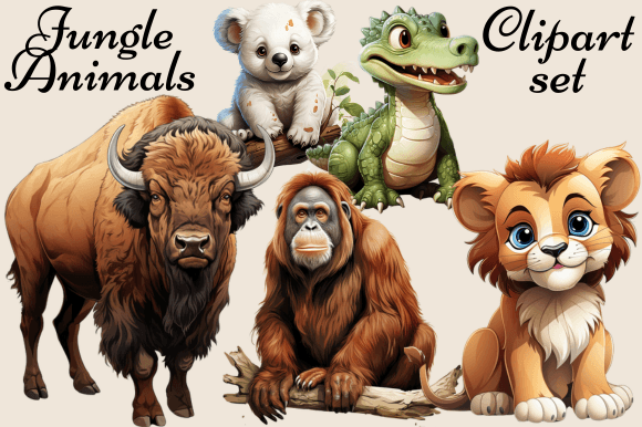 Download Jungle Animals Clipart Set - Jungle animals clipart Collection