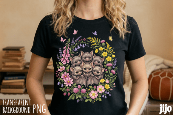 Download Bats Floral Cute Wildlife PNG - Premium Resources