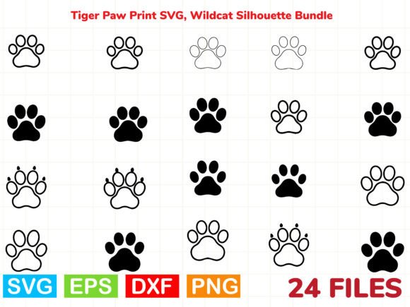 Download Tiger Paw Print SVG, Wildcat Silhouette - Premium Resources
