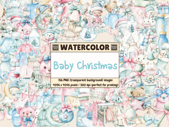 Download Baby Christmas Watercolor Clipart - Premium Resources