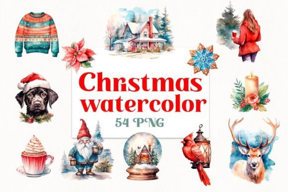 Download Christmas Watercolor Sublimation Bundle - Sublimation Collection