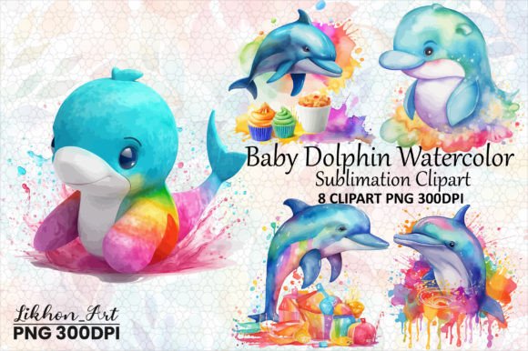 Download Baby Dolphin Watercolor Sublimation - Sublimation Collection