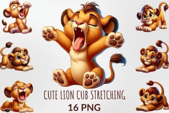 Download Cute Lion Cub Stretching Sublimation - Sublimation Collection