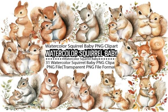 Download Watercolor Squirrel Baby Sublimation - Sublimation Collection
