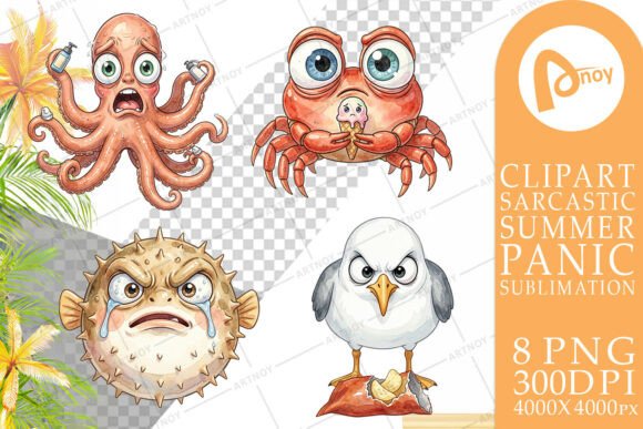 Download Salty Sea Animal Watercolor Sublimation - Sublimation Collection