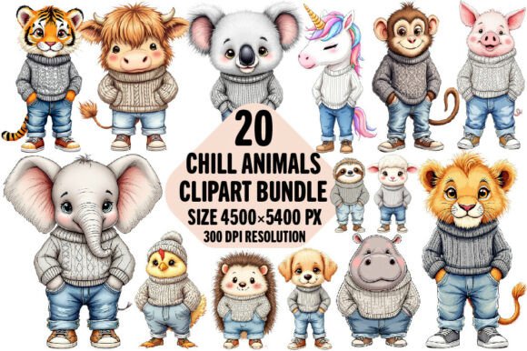 Download Chill Animals in Sweaters Sublimation Bu - Sublimation Collection