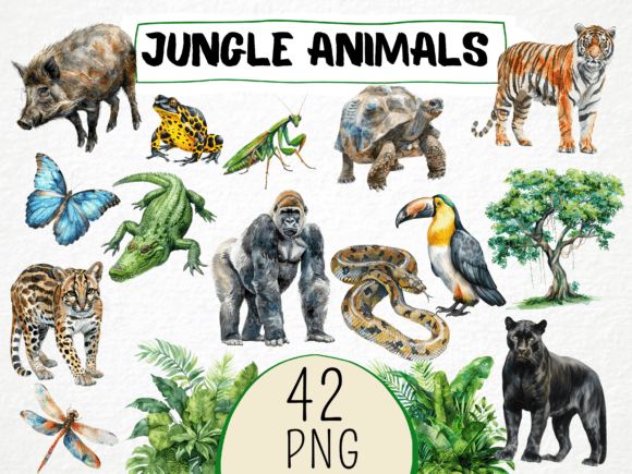 Download Watercolor Jungle Animals Clipart 42 Png - Jungle animals clipart Collection
