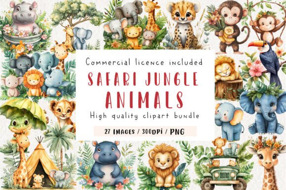 Download Safari Watercolor Jungle Animals Clipart - Jungle animals clipart Collection