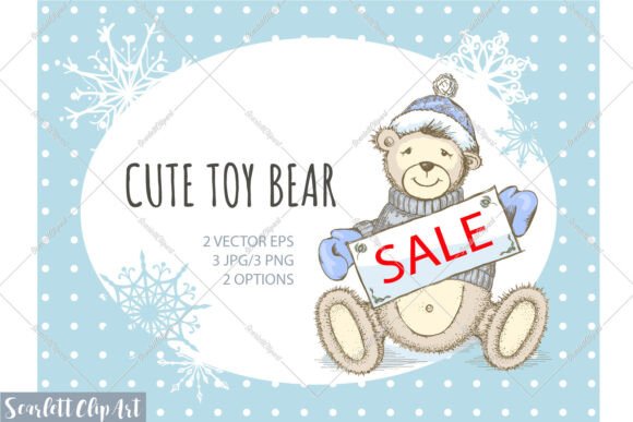 Download Cute Toy Bear in Hat with Snowflake Card - Card Collection