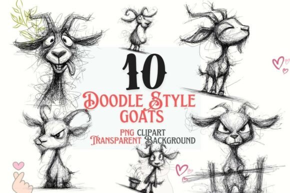 Download 10 Doodle Goat PNG Clipart Bundle - Goat Collection