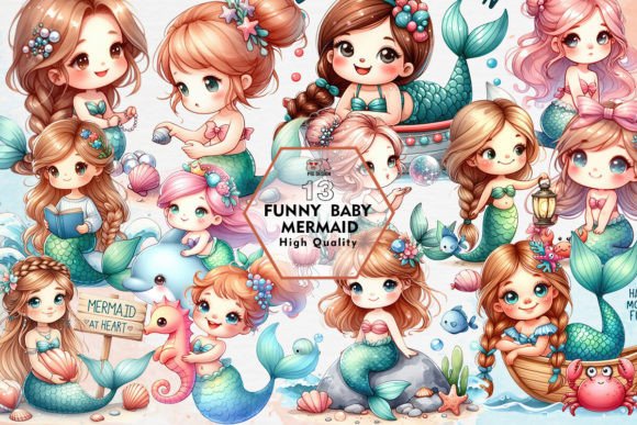 Download Funny Baby Mermaid Sublimation Clipart - Sublimation Collection