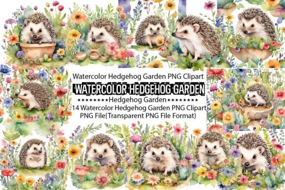 Download Watercolor Hedgehog Garden Sublimation - Sublimation Collection