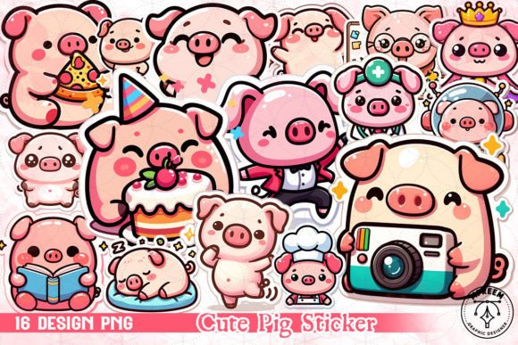 Download Cute Pig Sticker Sublimation Clipart PNG - Sublimation Collection