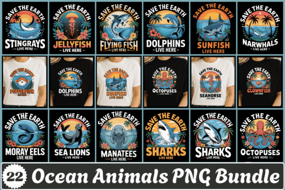 Download Ocean Animals PNG Sublimation Bundle - Sublimation Collection