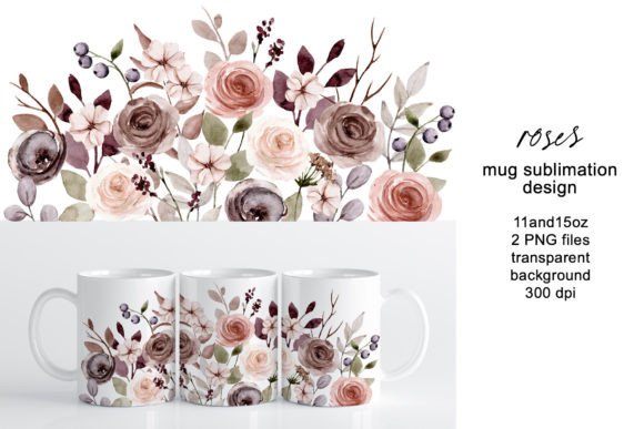 Download Mug Sublimation Design with Flowers Rose - Sublimation Collection