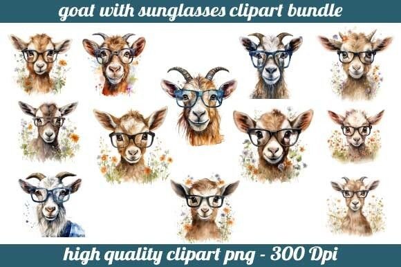 Download Baby Goat with Sunglasses Clipart - Goat Collection