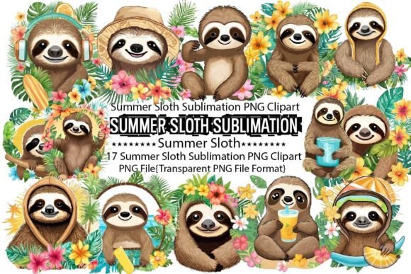 Download Summer Sloth Sublimation Bundle - Sublimation Collection