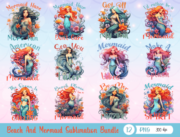 Download Beach and Mermaid Sublimation Bundle - Sublimation Collection